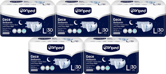 Canped Yetişkin Bezi Bel Bantlı Gece Night L - Büyük - Large 150 Adet
