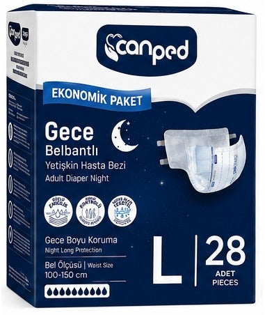 Canped Yetişkin Bezi Bel Bantlı Gece Night L - Büyük - Large 28 Adet