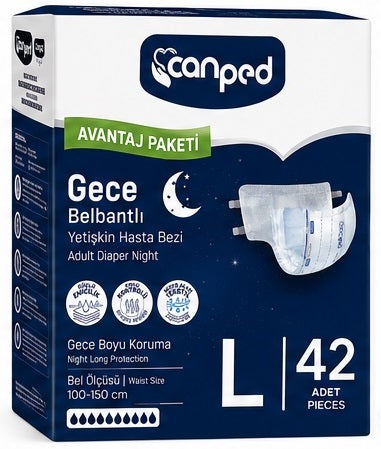 Canped Yetişkin Bezi Bel Bantlı Gece Night L - Büyük - Large 42 Adet