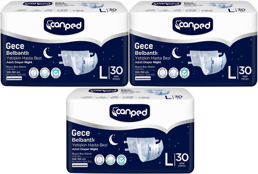 Canped Yetişkin Bezi Bel Bantlı Gece Night L - Büyük - Large 90 Adet