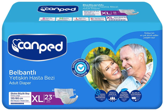Canped Yetişkin Bezi Bel Bantlı Tekstil Yüzey XL - Ekstra Large - Extra Large 23 Adet Tekli Pk