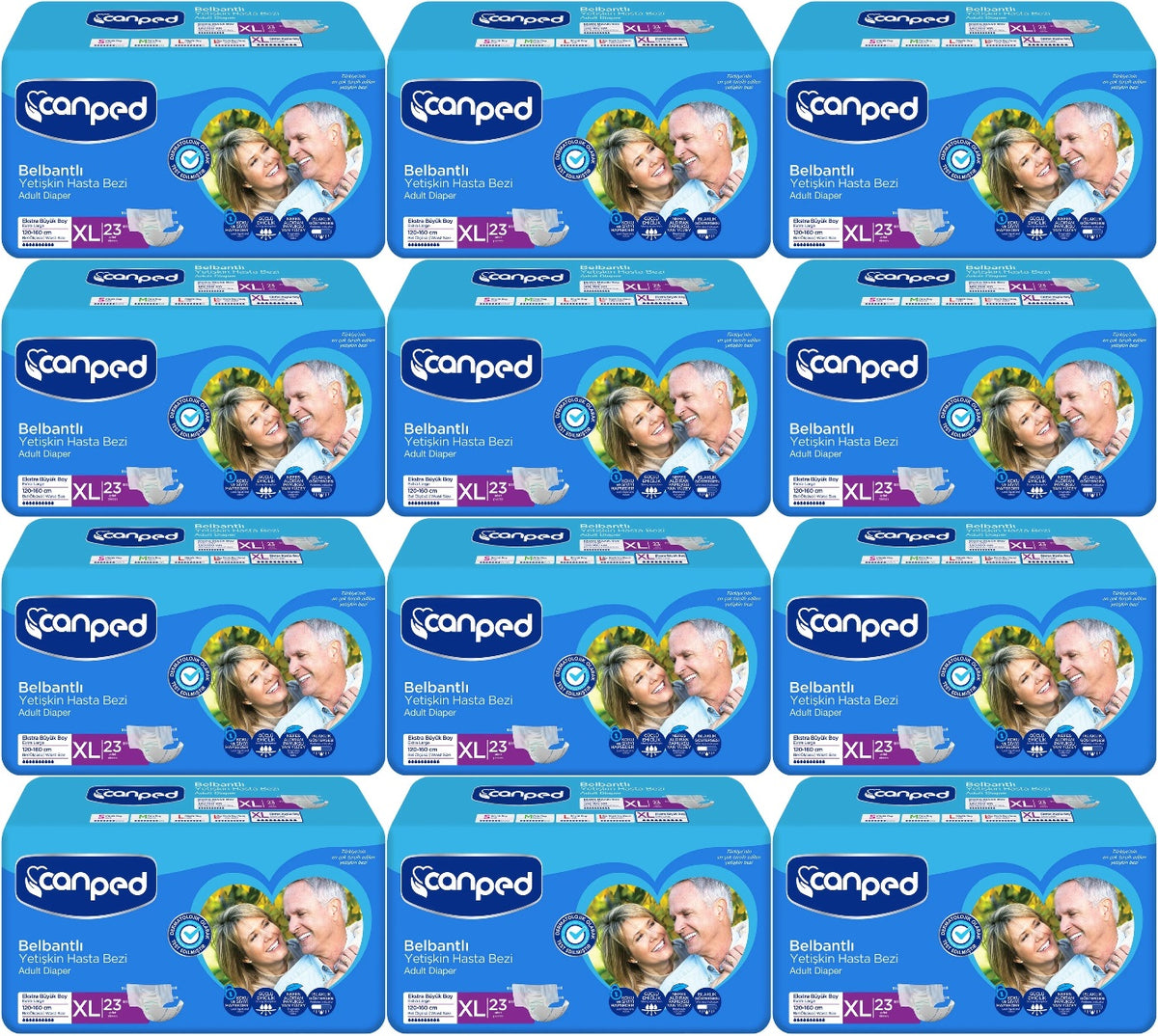 Canped Yetişkin Bezi Bel Bantlı Tekstil Yüzey XL - Ekstra Large - Extra Large 276 Adet
