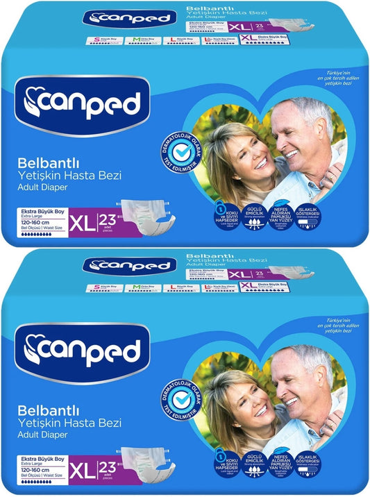 Canped Yetişkin Bezi Bel Bantlı Tekstil Yüzey XL - Ekstra Large - Extra Large 46 Adet