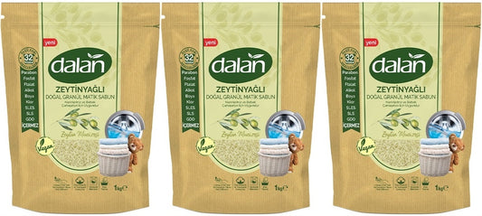 Dalan Doğal Granül Sabun Tozu 1Kg Bebekler İçin %100 Zeytinyağlı (3 Lü Set)