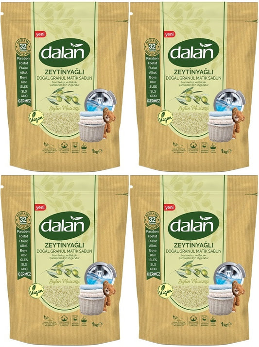 Dalan Doğal Granül Sabun Tozu 1Kg Bebekler İçin %100 Zeytinyağlı 4 Lü Set