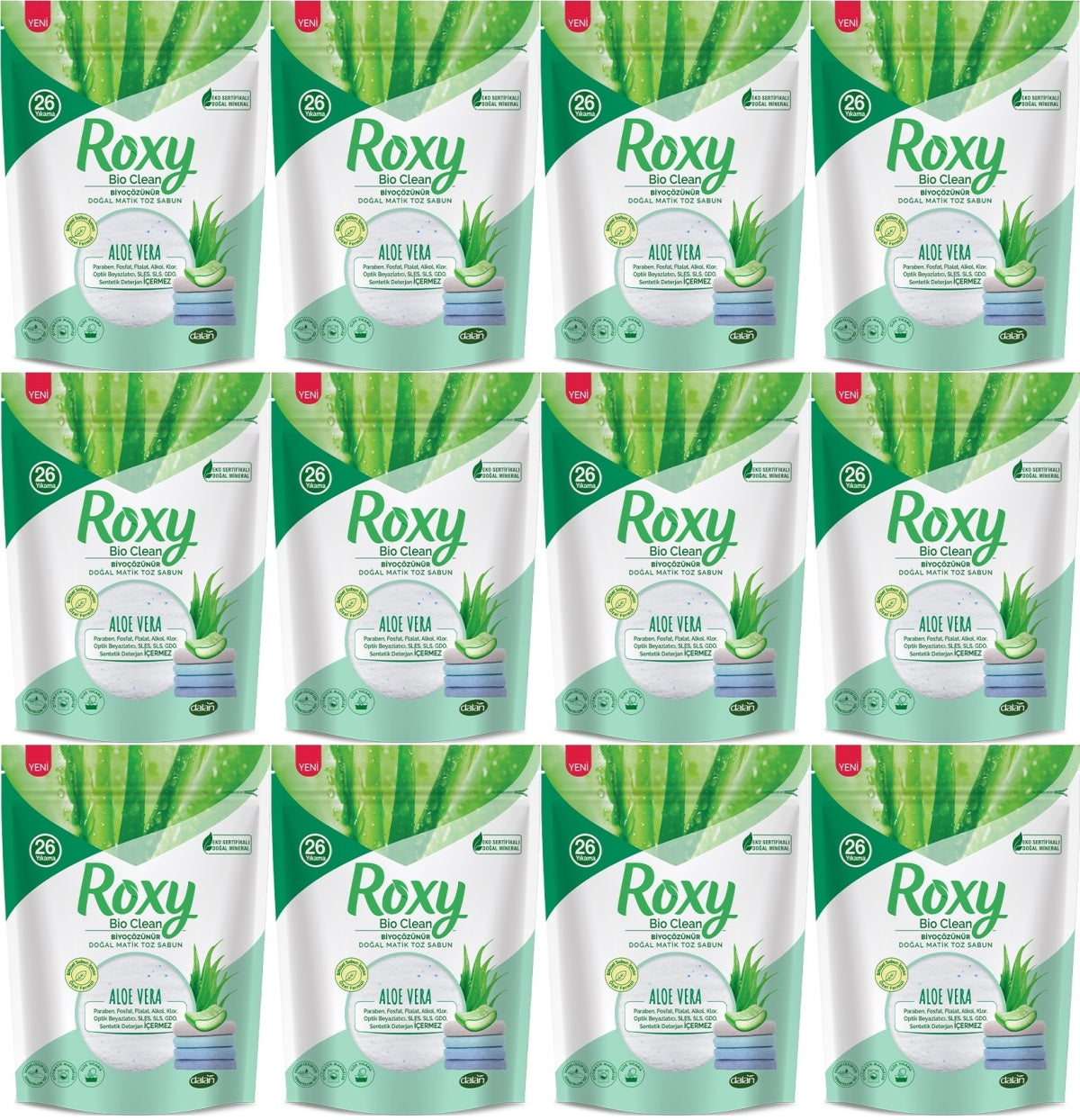 Dalan Roxy Bio Clean Matik Sabun Tozu 800GR Aloe Vera (12 Li Set) (312 Yıkama)