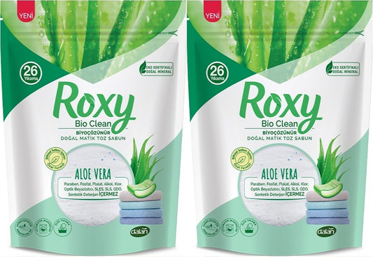 Dalan Roxy Bio Clean Matik Sabun Tozu 800GR Aloe Vera (2 Li Set) (52 Yıkama)