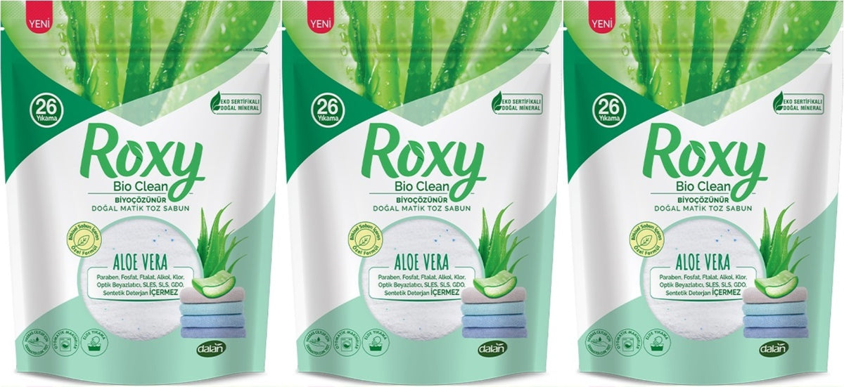 Dalan Roxy Bio Clean Matik Sabun Tozu 800GR Aloe Vera (3 Lü Set) (78 Yıkama)