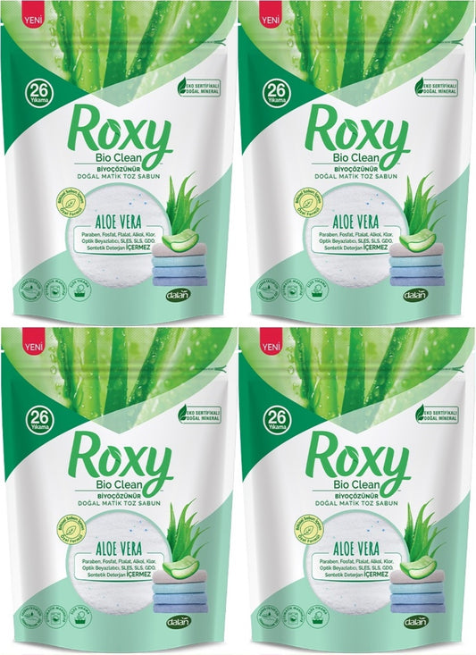 Dalan Roxy Bio Clean Matik Sabun Tozu 800GR Aloe Vera (4 Lü Set) (104 Yıkama)