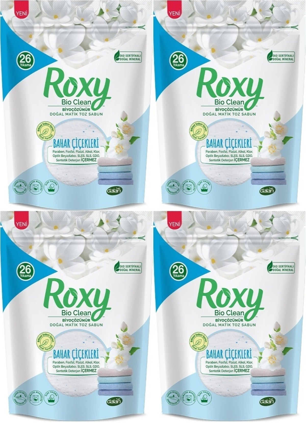 Dalan Roxy Bio Clean Matik Sabun Tozu 800GR Bahar Çiçekleri (4 Lü Set) (104 Yıkama)
