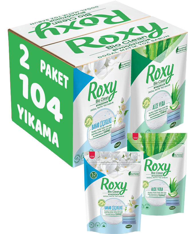 Dalan Roxy Bio Clean Sabun Tozu Karma Set 1.6+1.6KG:3.2KG Bahar Çiçekleri+Aloe Vera (104 Yıkama)