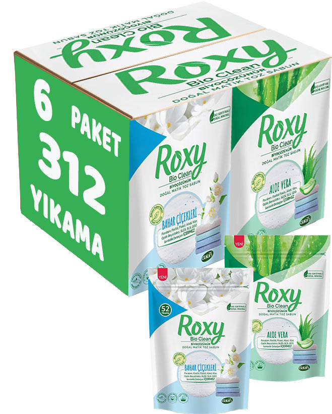 Dalan Roxy Bio Clean Sabun Tozu Karma Set 4.8+4.8Kg:9.6KG Bahar Çiçekleri+Aloe Vera (312 Yıkama)