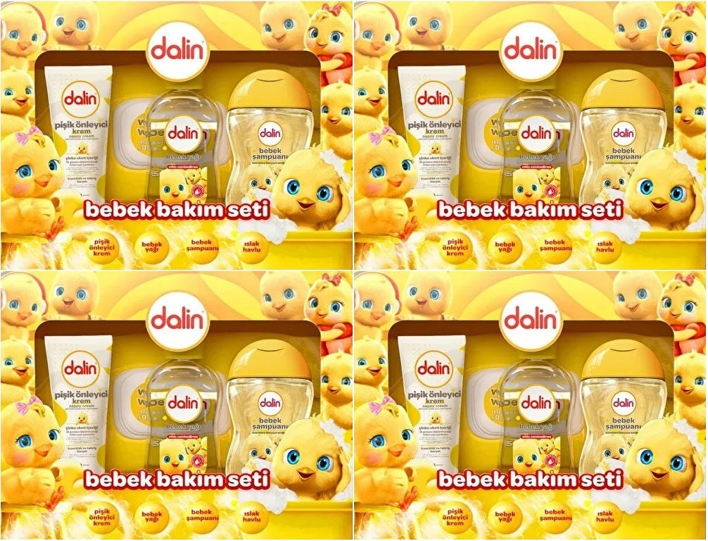 Dalin Bebek Bakım Seti 4 Parça (Kutulu) Yenidoğan Seti (Karma 4 Lü Set)