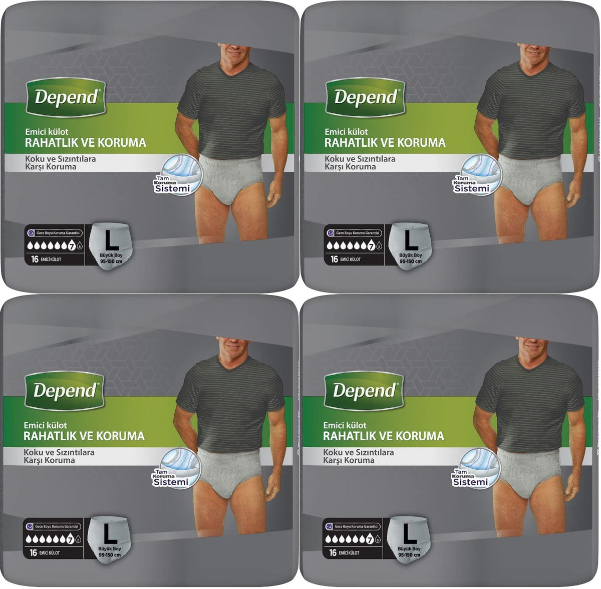 Depend Emici Külot Pants Yetişkin Bezi L - Büyük - Large Erkek 64 Adet (8PK*8)
