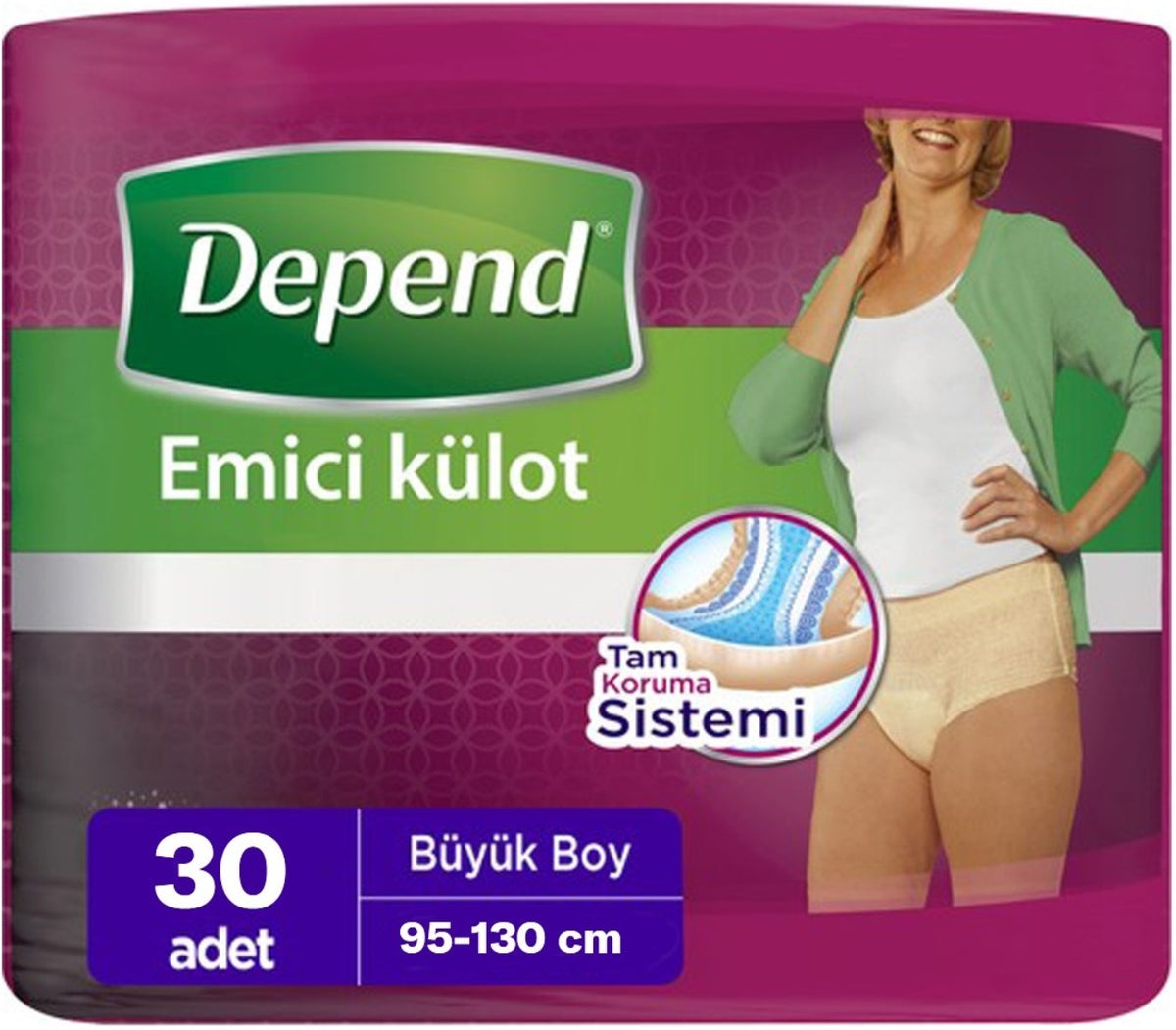 Depend Emici Külot Yetişkin Bezi Large - Büyük Kadın (30 Adet)