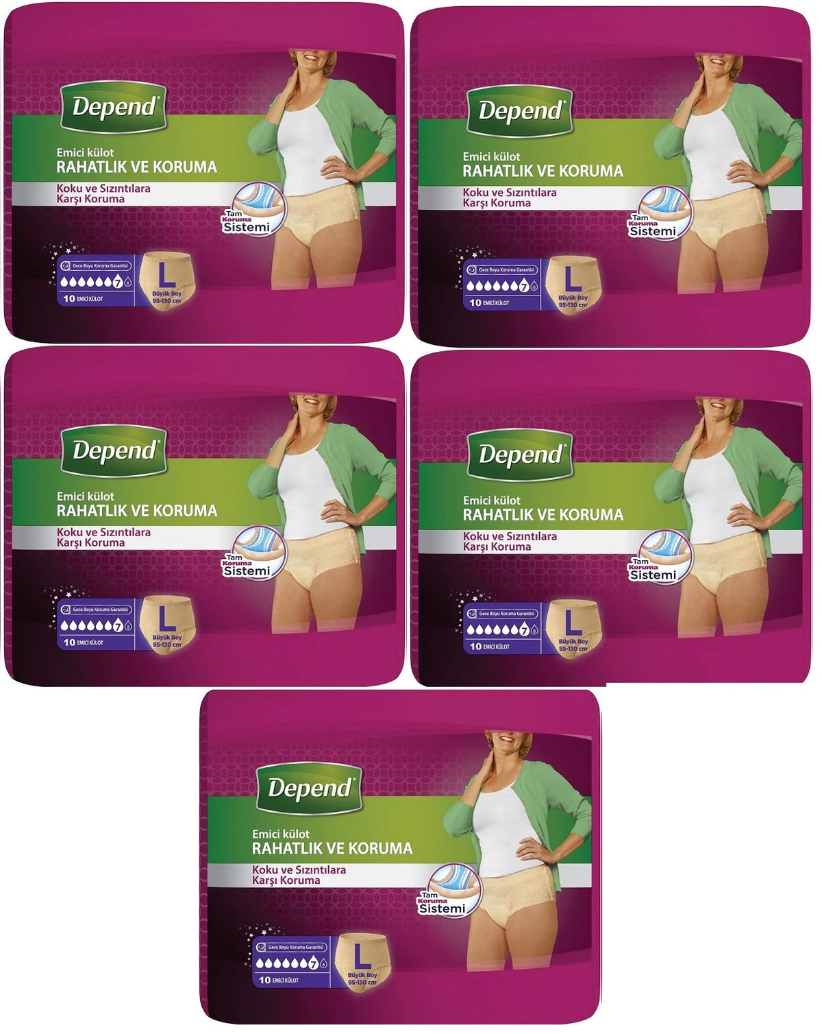 Depend Emici Külot Yetişkin Bezi Large - Büyük Kadın 50 Adet (5PK*10)