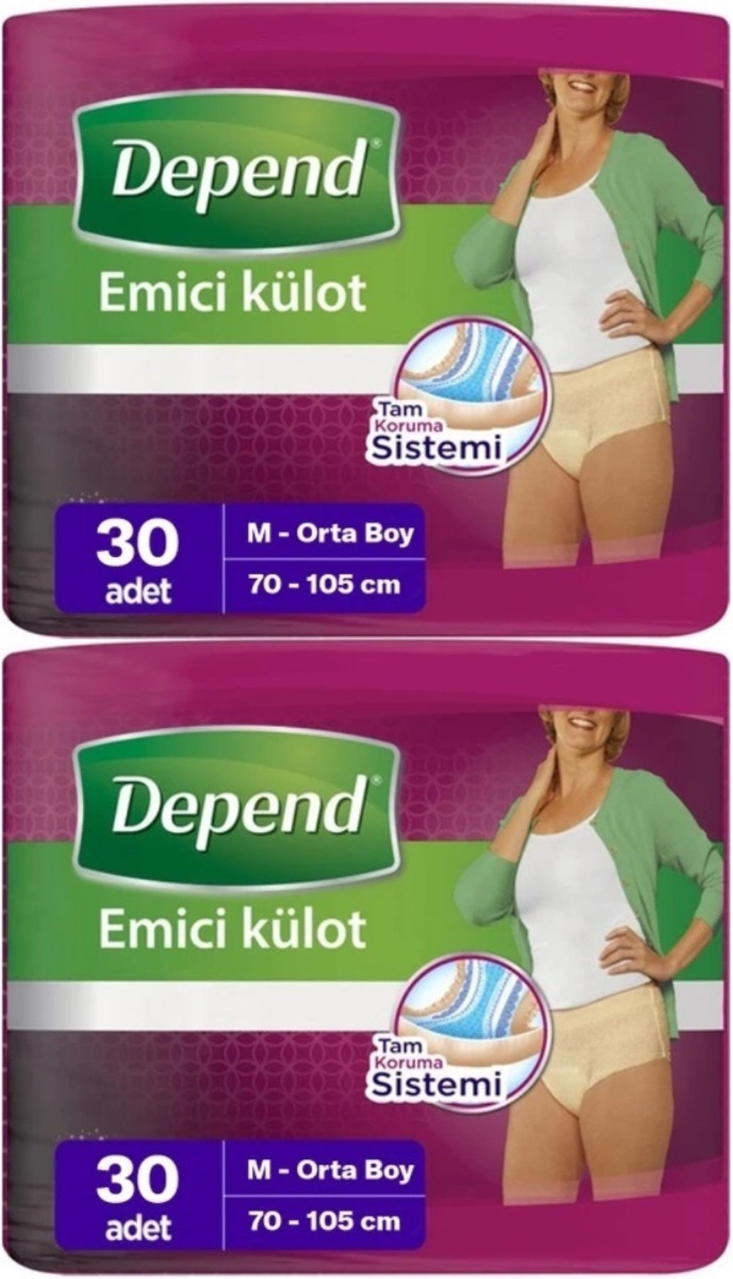 Depend Emici Külot Yetişkin Bezi Medium - Orta Kadın 60 Adet (2PK*30)