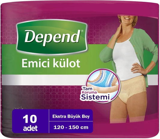 Depend Emici Külot Yetişkin Bezi XL - Extra Büyük Kadın (10 Adet) Tekli Pk