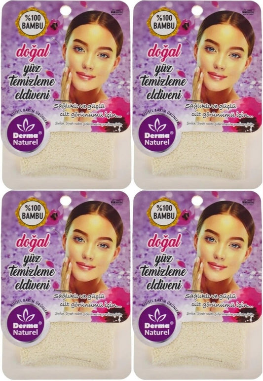 Derma Naturel Bambu Yüz Temizleme Eldiveni MS-32 (4 Lü Set)