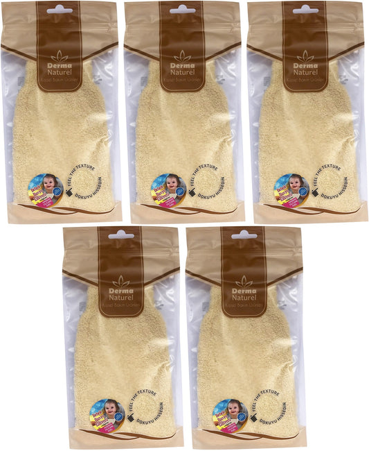 Derma Naturel Bebek Banyo Eldiveni Hassas Ciltlere Özel (15*24CM) MS-01 (5 Li Set)
