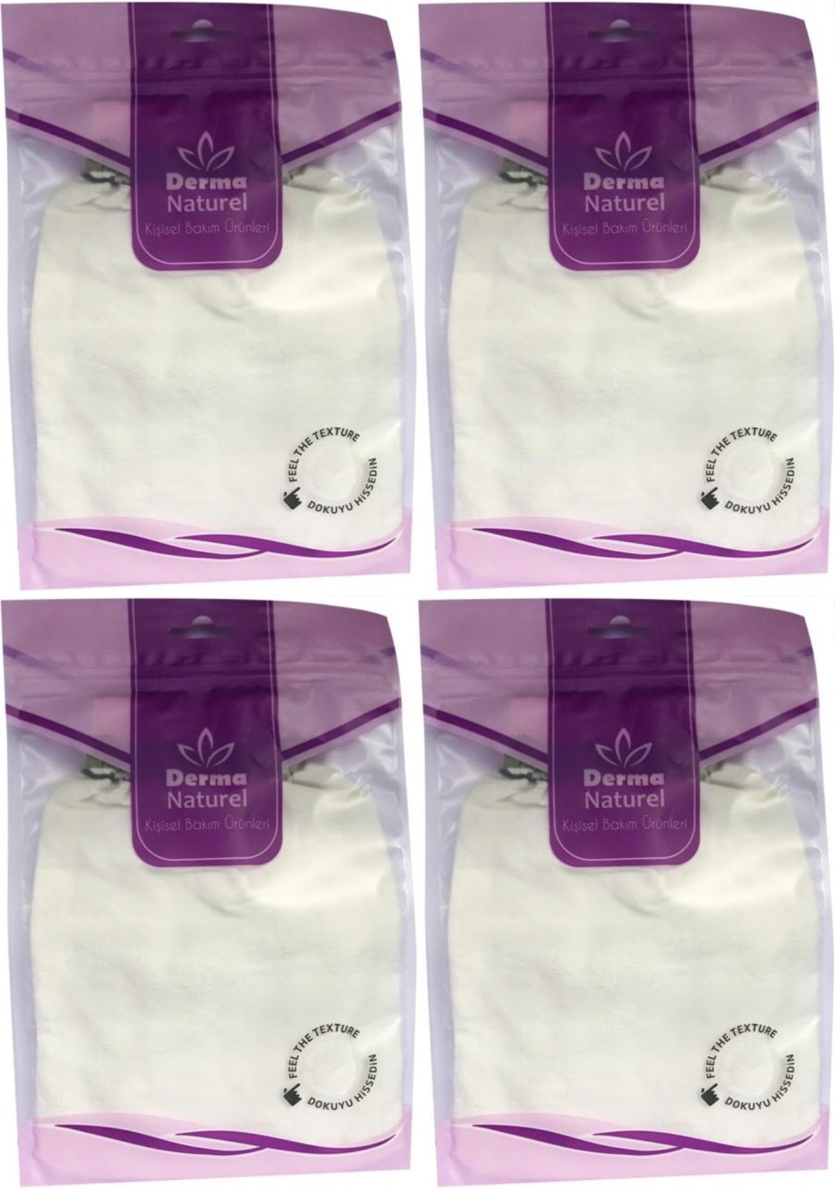 Derma Naturel Krep Lastikli Kese MS-20 (4 Lü Set)