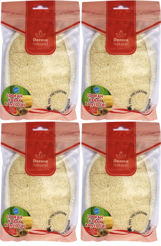 Derma Naturel Loofah Kabak Banyo ve Yüz Lifi (15*24CM) MS-10 (4 Lü Set)