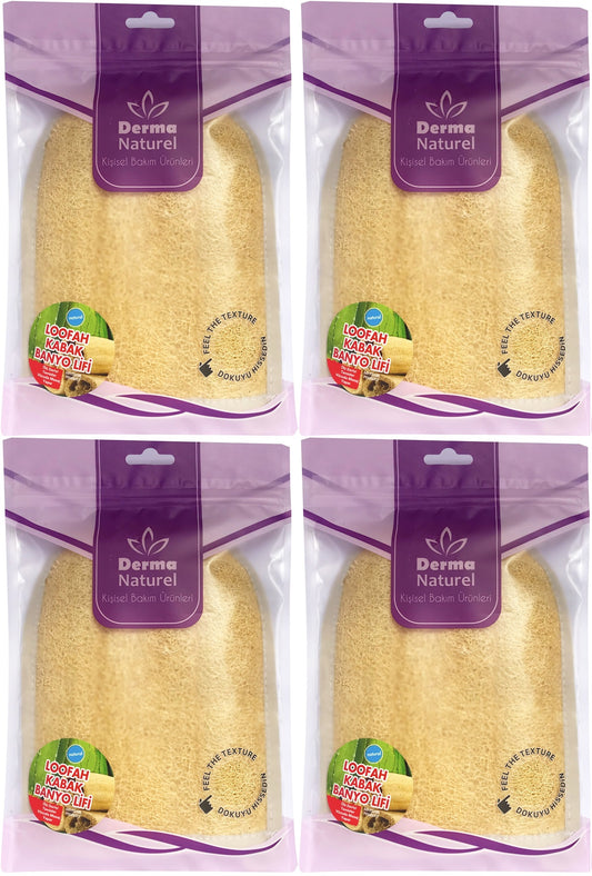 Derma Naturel Loofah Kabak Havlu Banyo Eldiveni (15*24CM) MS-11 (4 Lü Set)