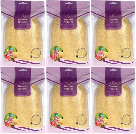 Derma Naturel Loofah Kabak Havlu Banyo Eldiveni (15*24CM) MS-11 (6 Lı Set)