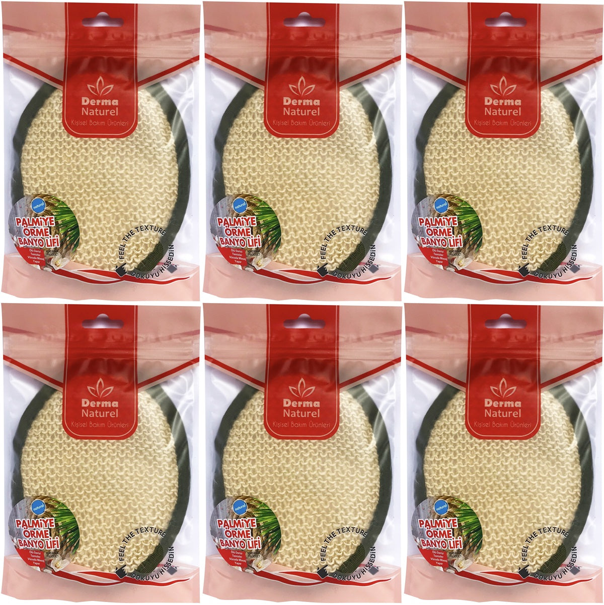 Derma Naturel Örme Banyo Yüz Lifi (15*24CM) MS-02 (6 Lı Set)