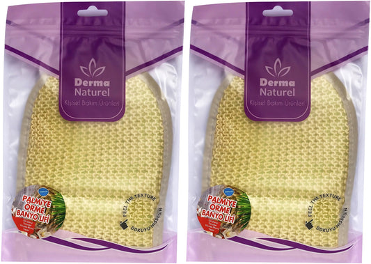 Derma Naturel Palmiye Lifi Örme Banyo Eldiveni (15*24CM) MS-04 (2 Li Set)