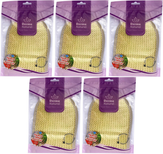 Derma Naturel Palmiye Lifi Örme Banyo Eldiveni (15*24CM) MS-04 (5 Li Set)