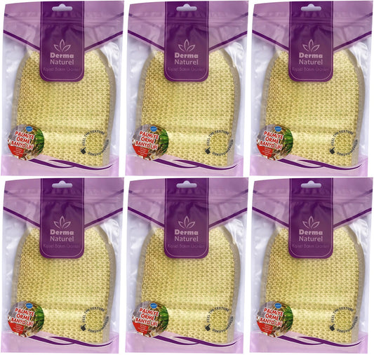 Derma Naturel Palmiye Lifi Örme Banyo Eldiveni (15*24CM) MS-04 (6 Lı Set)