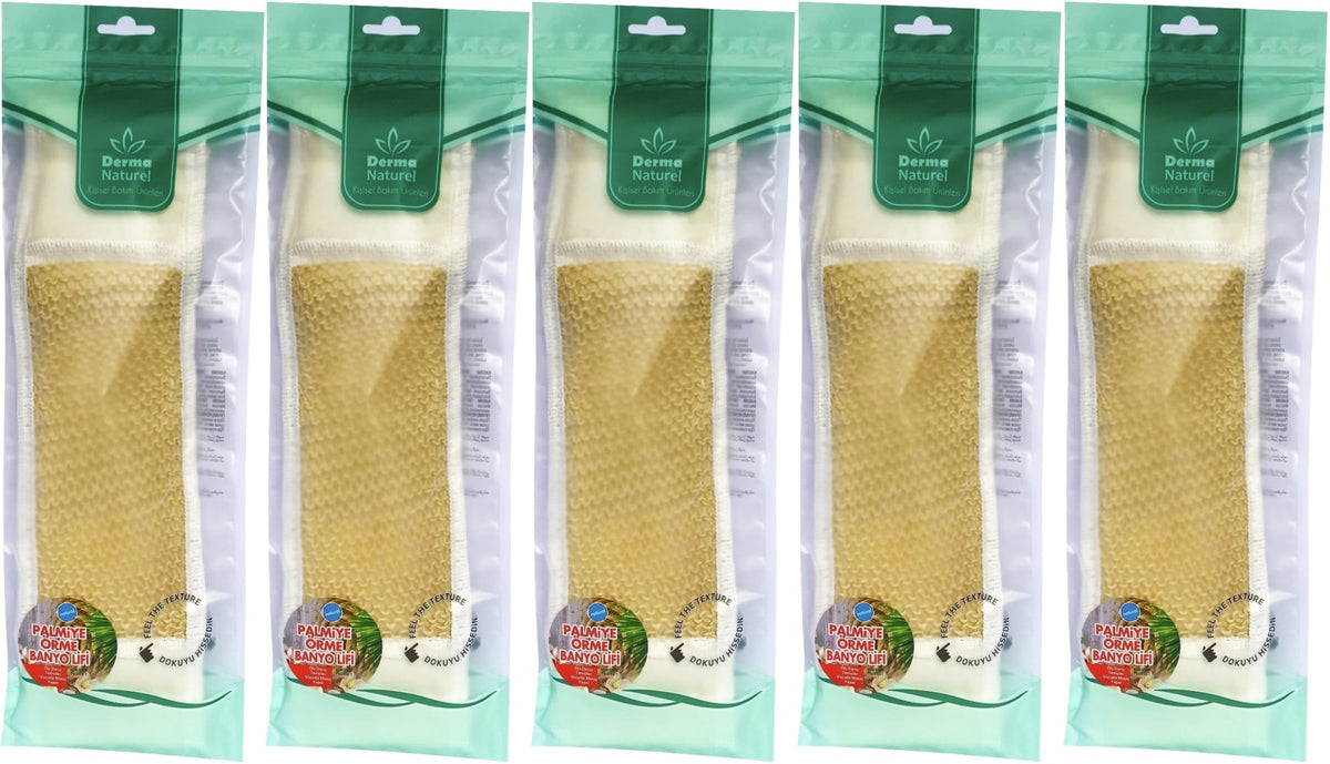 Derma Naturel Palmiye Örme İpli Banyo Kemeri (8*24CM) (5 Li Set)