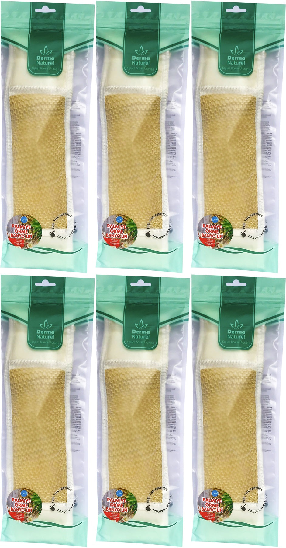 Derma Naturel Palmiye Örme İpli Banyo Kemeri (8*24CM) (6 Lı Set)