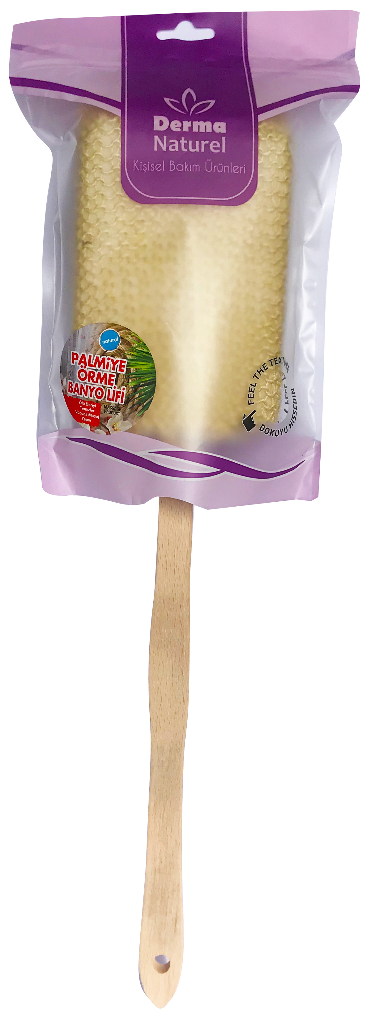 Derma Naturel Palmiye Örme Sopalı Banyo Sırt Lifi (8*24CM) MS-09