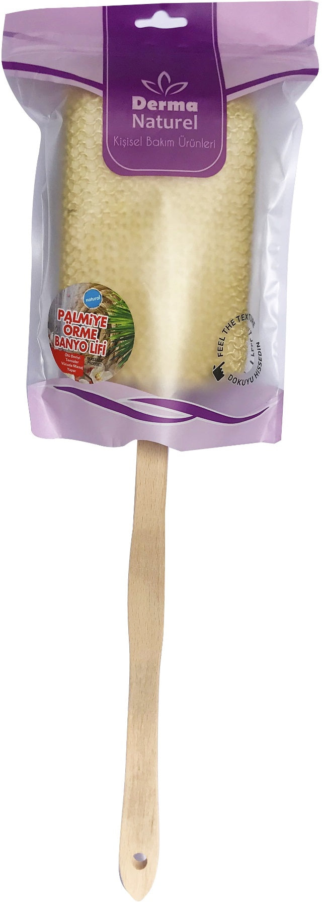 Derma Naturel Palmiye Örme Sopalı Banyo Sırt Lifi (8*24CM) MS-09