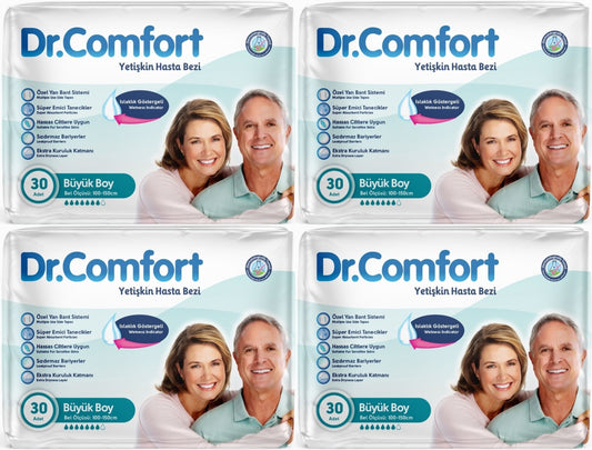 Dr.Comfort Yetişkin Bezi Bel Bantlı Tekstil Yüzeyli  L - Büyük - Large 120 Adet