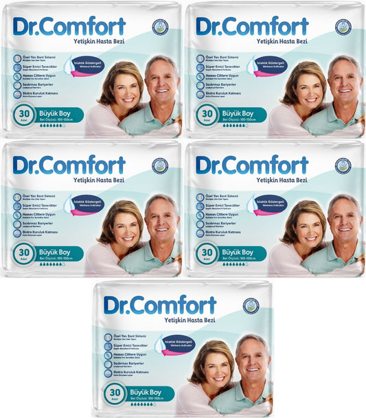 Dr.Comfort Yetişkin Bezi Bel Bantlı Tekstil Yüzeyli  L - Büyük - Large 150 Adet