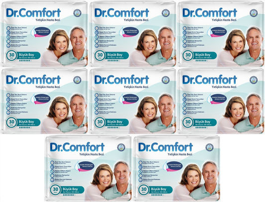 Dr.Comfort Yetişkin Bezi Bel Bantlı Tekstil Yüzeyli  L - Büyük - Large 240 Adet