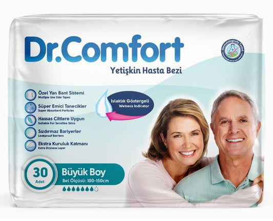 Dr.Comfort Yetişkin Bezi Bel Bantlı Tekstil Yüzeyli L - Büyük - Large 30 Adet