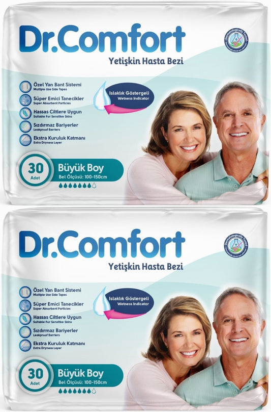 Dr.Comfort Yetişkin Bezi Bel Bantlı Tekstil Yüzeyli  L - Büyük - Large 60 Adet