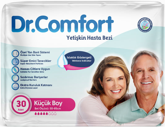 Dr.Comfort Yetişkin Bezi Bel Bantlı Tekstil Yüzeyli S - Küçük - Small 30 Adet