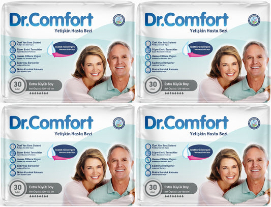 Dr.Comfort Yetişkin Bezi Bel Bantlı Tekstil Yüzeyli  XL - Ekstra Büyük 120 Adet