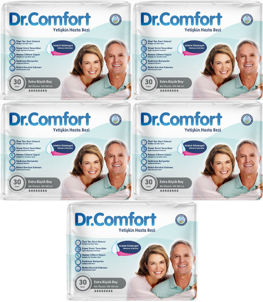Dr.Comfort Yetişkin Bezi Bel Bantlı Tekstil Yüzeyli  XL - Ekstra Büyük 150 Adet