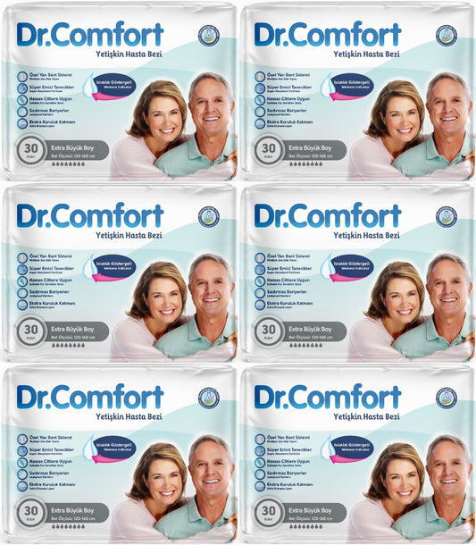 Dr.Comfort Yetişkin Bezi Bel Bantlı Tekstil Yüzeyli  XL - Ekstra Büyük 180 Adet