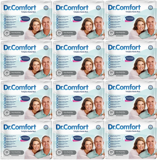 Dr.Comfort Yetişkin Bezi Bel Bantlı Tekstil Yüzeyli  XL - Ekstra Büyük 360 Adet