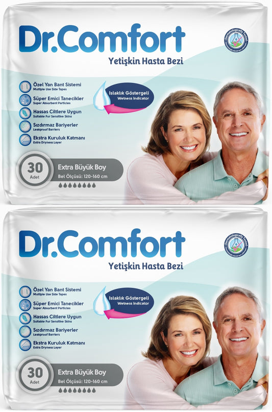 Dr.Comfort Yetişkin Bezi Bel Bantlı Tekstil Yüzeyli  XL - Ekstra Büyük 60 Adet