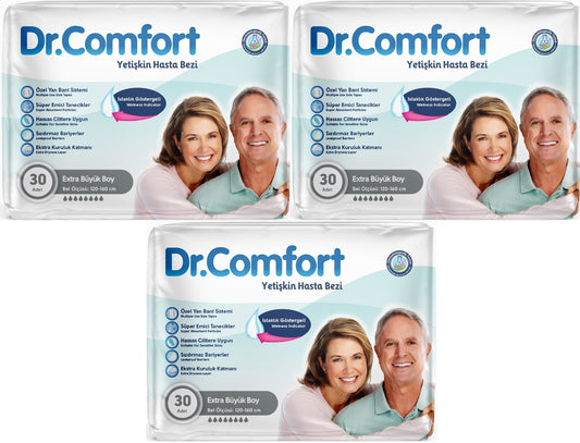 Dr.Comfort Yetişkin Bezi Bel Bantlı Tekstil Yüzeyli  XL - Ekstra Büyük 90 Adet