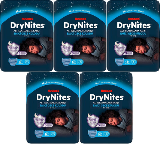 Drynites Emici Gece Külodu/Külot Bez Erkek 13+ Yaş (48-60KG) X Large 45 Adet (5PK*9)