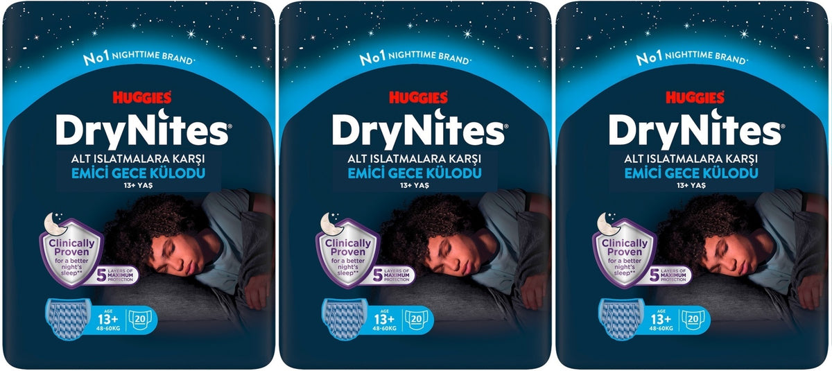 Drynites Emici Gece Külodu/Külot Bez Erkek 13+ Yaş (48-60KG) X Large 60 Adet Mega Pk (3PK*20)
